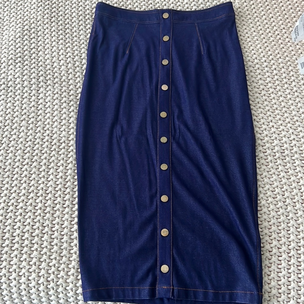Fashion Nova faux button up denim midi skirt SOLD